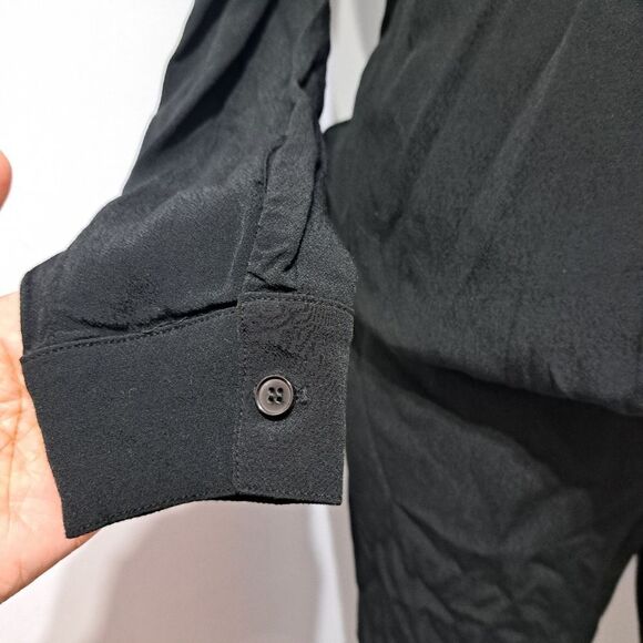 Monrow Crepe Long Sleeve Moto Boho Jumpsuit Small Black NWT - Picture 13 of 16